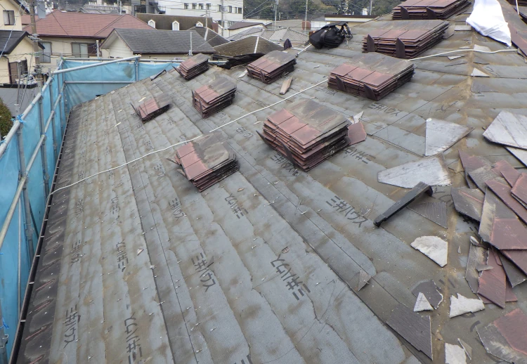 屋根材撤去