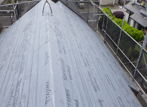 大屋根防水紙施工完了
