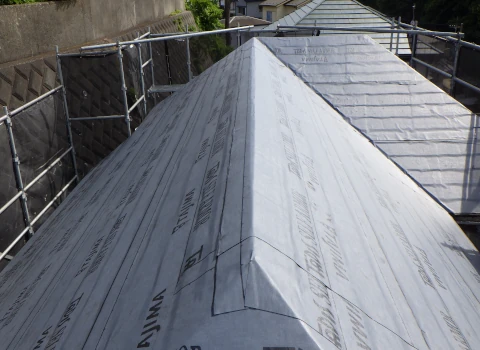 防水紙敷設後