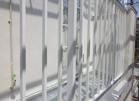 アルミ格子付き笠木取付